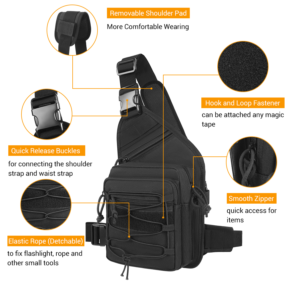 Coldre de arma ao ar livre sac - Edc Concealed Carry Sling Bag avaliação e preço